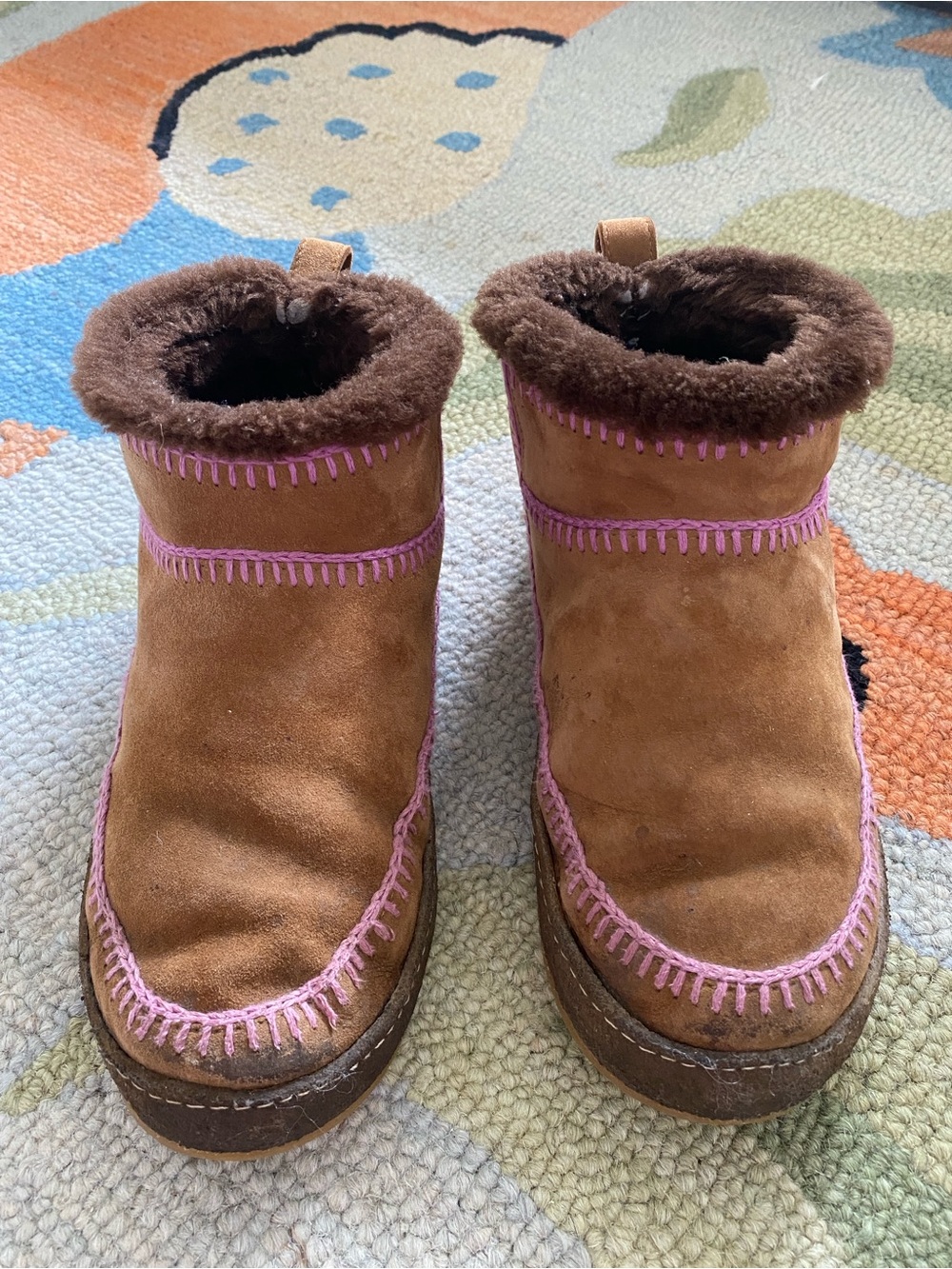 *AS IS* Laidback London Nyuki Crochet Pull On Ankle Boot Mustard Suede